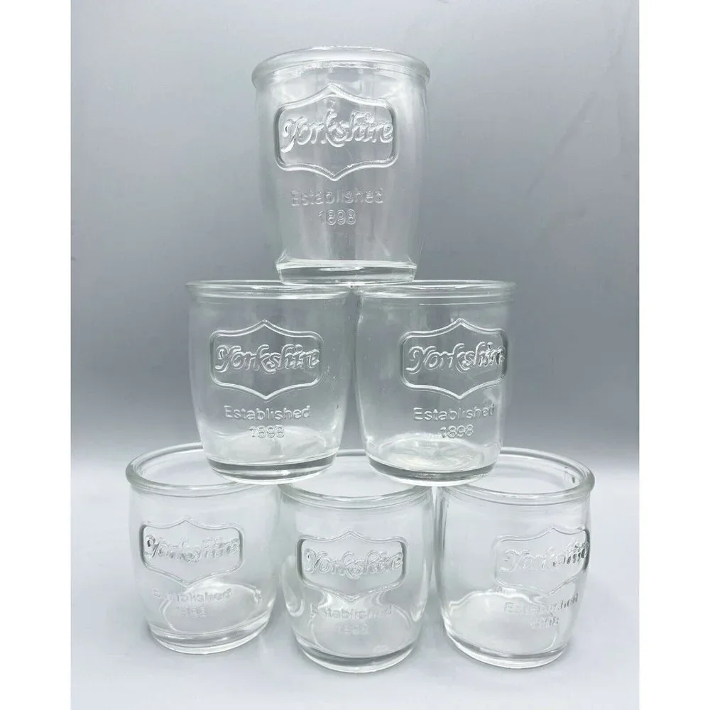 6 Yorkshire Est 1898 Shot Glasses Canning Jar Style Candle Crafts Farmhouse Bar